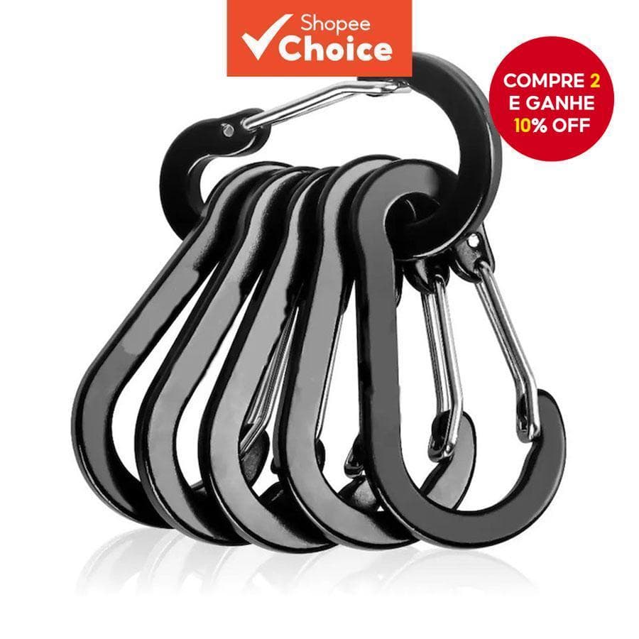 6pcs Mosquetões De Alumínio-5 # Forma De Cabaça Plana Com Mola De Gancho Em S , Clipes De Chaveiro Ao Ar Livre Para Engr