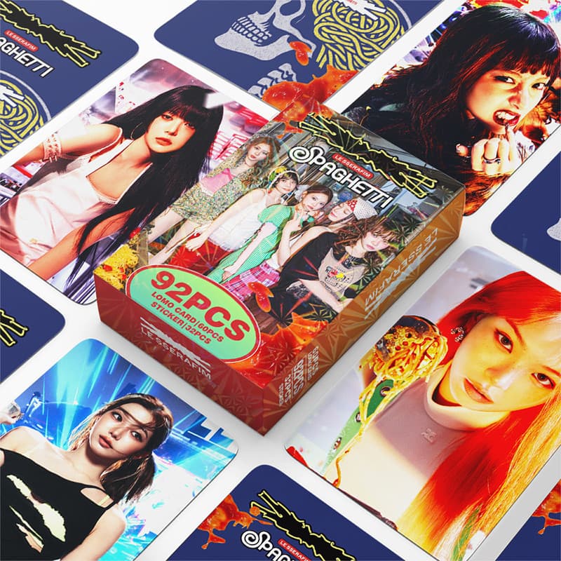 92 Pçs/Caixa LE SSERAFIM Photocards SPAGHETTI KPOP LOMO Cartão De Coleção De Adesivos