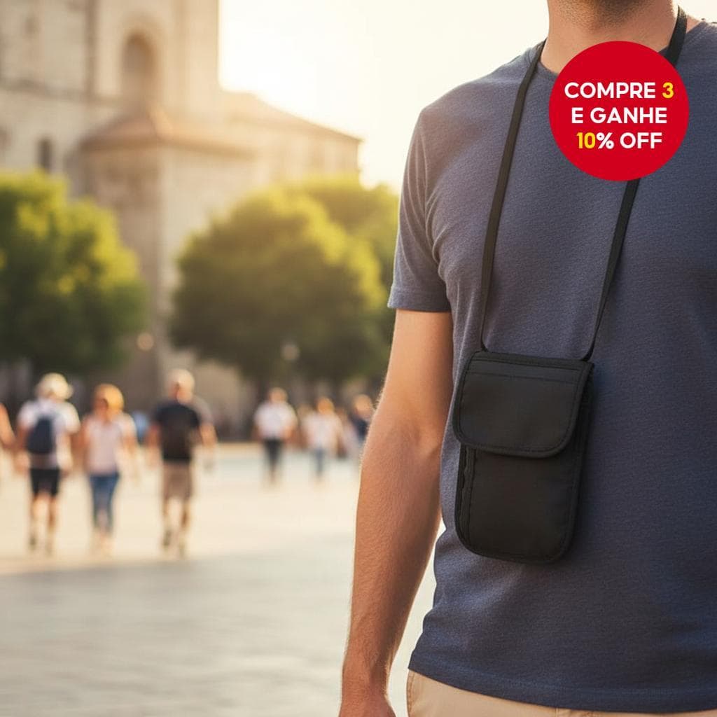  Porta-passaporte com proteção RFID - Organizador de viagem com slots para cartões e bolso secreto