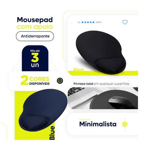 Mouse Pad Ergonômico em Gel e Tecido – Conforto e Precisão no Seu Dia a Dia (6683)