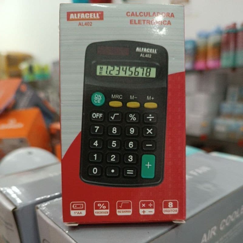 Mini Calculadora Eletronica Portatil Alfacel AL-402 | Tamanho Compacto, A Pilha, Facil De Levar