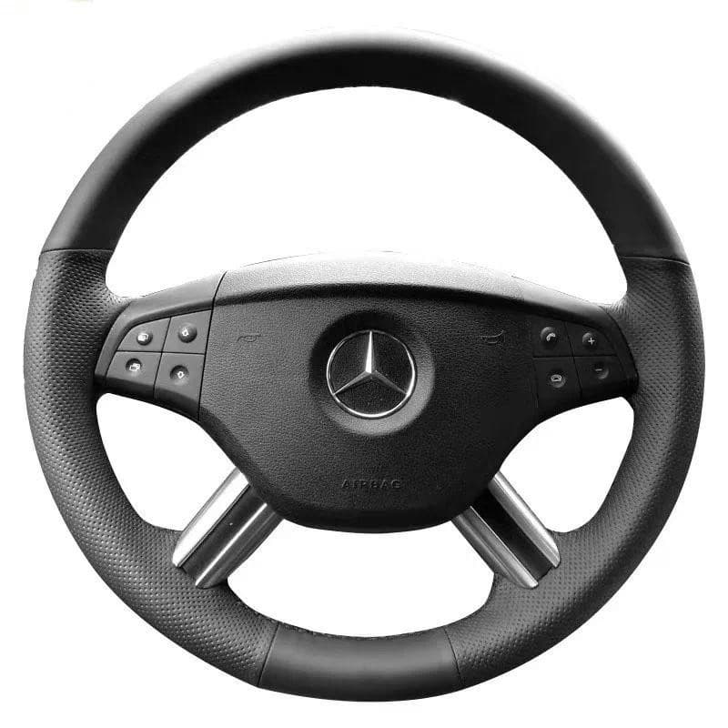 Para Mercedes Benz W164 M-Class ML350 ML500 X164 GL GL4 Ponto De Mão Antiderrapante Preto Couro Genuíno Capa De Volante 