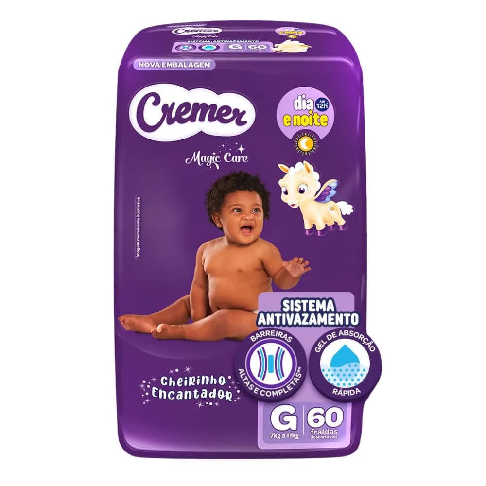 Fralda Descartável Cremer Magic Care Hiper G 60 Tiras
