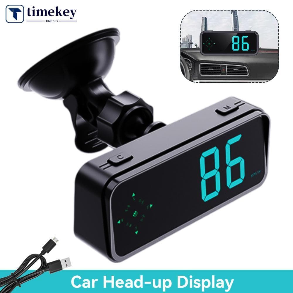 TIMEKEY Car HUD GPS Display Velocímetro Digital Relógio De Tempo Alarme De Excesso De Velocidade KMH MPH Switch Cachorro
