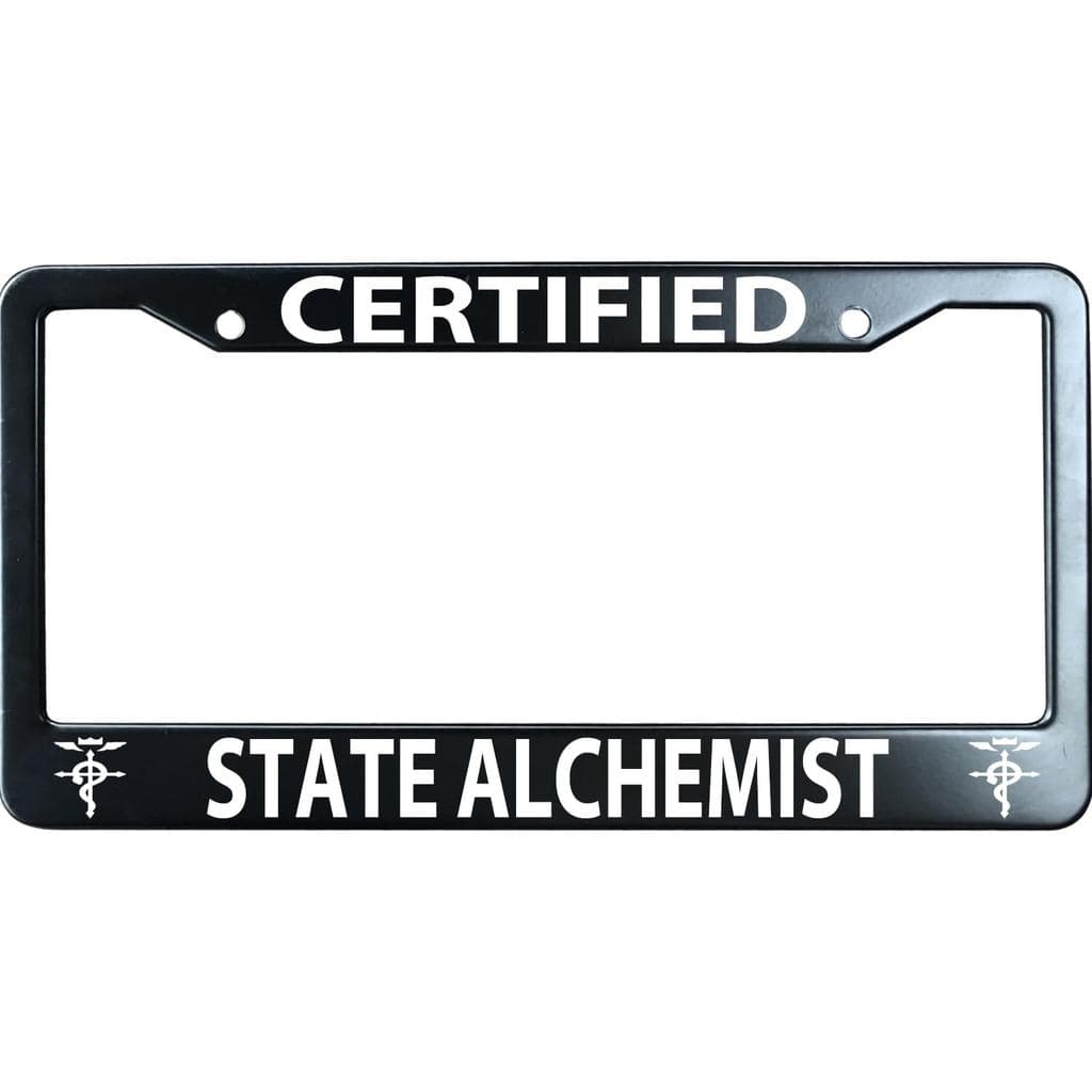 Porta-Placa de Carro em Aço Inoxidável com Tema de Alquimista Estatal Certificado Fullmetal Alchemist, Design Divertido,