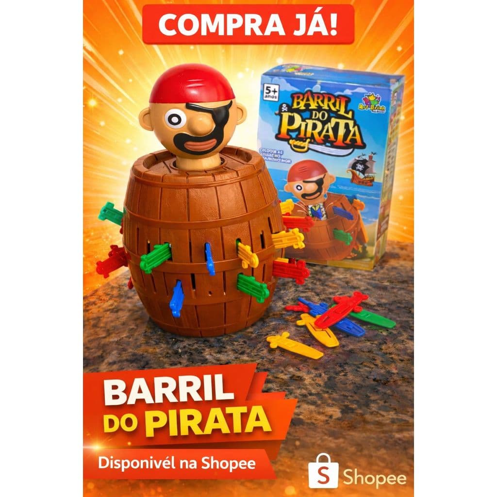 Barril  Pula Pirata Brinquedo Infantil | Jogo Educativo e Interativo