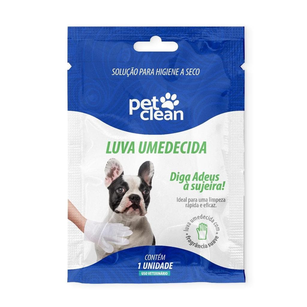 Luva Umedecidas para Higiene a Seco de Cachorros Pet Clean