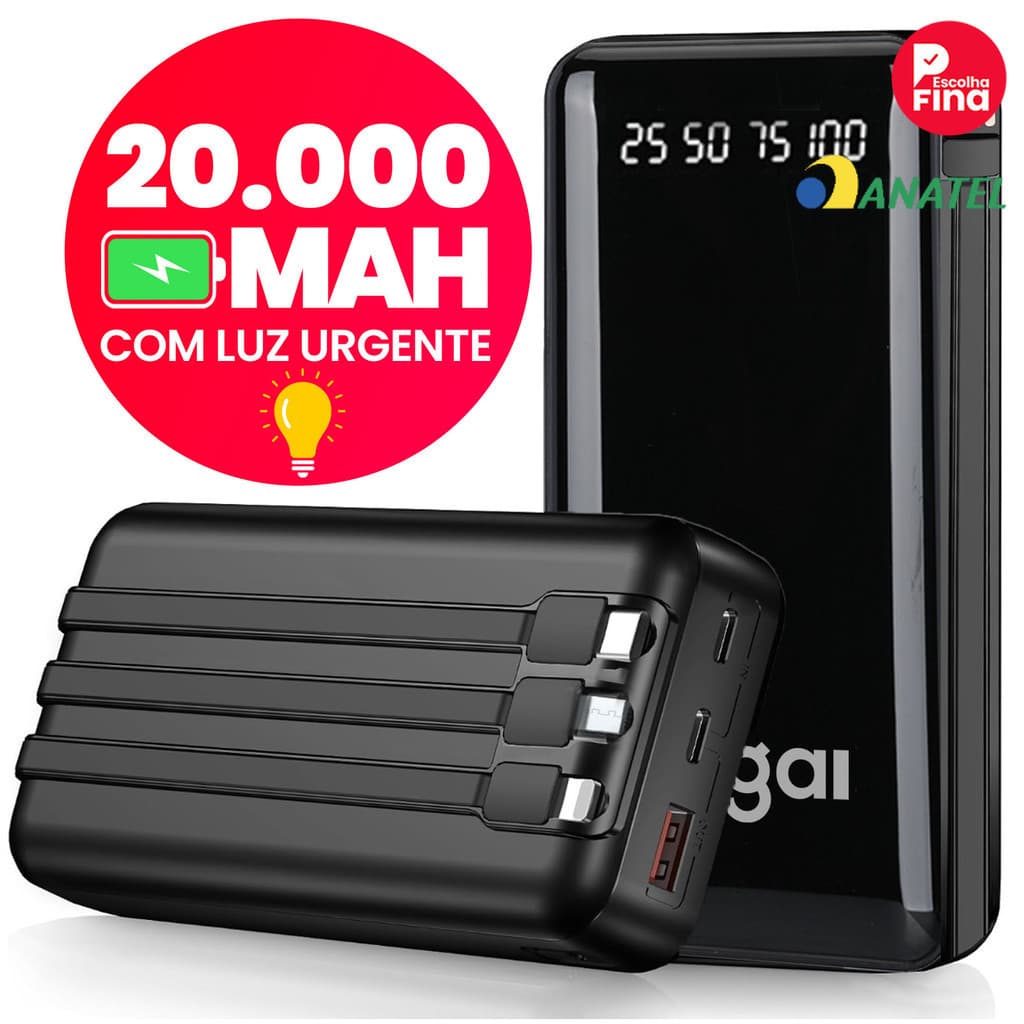 Bateria Externa Portátil 10000 a 20000mah Power Bank Carregador Mel Design