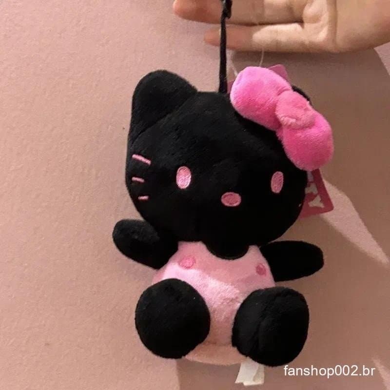 Kawaii Sanrio Pele Preta Hello Kitty Boneca De Pelúcia Chaveiro Natal Pingente