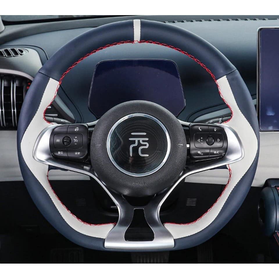 Para BYD Atto 3 Yuan Plus Costurado À Mão Preto Antiderrapante Couro Capa De Volante Acessórios Interiores Peças De Auto