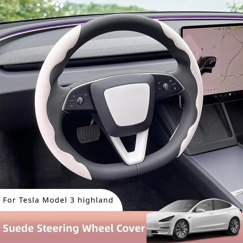 Capa De Volante De Camurça Para Tesla Model 3 Highland Antiderrapante Substituição De Direção Protetora Acessórios Inter