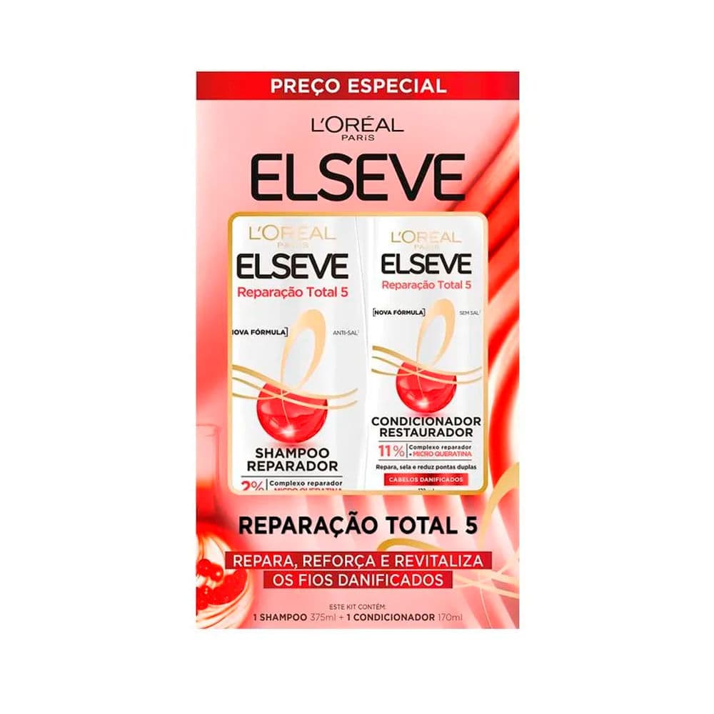 Kit Shampoo 375ml + Condicionador 170ml Elseve Reparação Total 5 