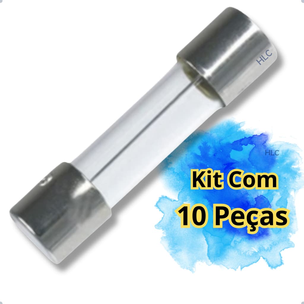 Fusível de Vidro de 2 Centímetros - 5x20mm - 0,5A 1A 1,5A 2A 3A 4A 5A 9A 10A 12A 15A 20A - Kit c/ 10