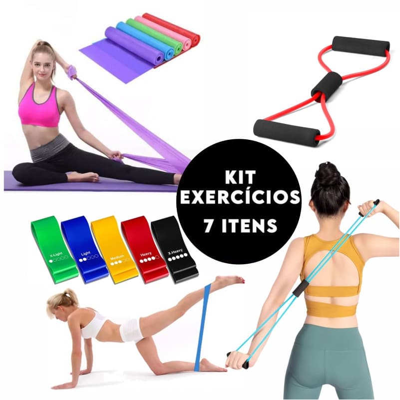 Conjunto de exercícios elásticos 6 em 1: Mini faixa elástica, faixa de resistência
