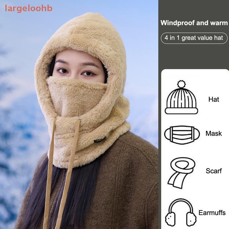 [largeloohb] Macio Cor Sólida Ciclismo Capuz À Prova De Vento Térmico Inverno Balaclava Cordão Manter Quente Máscara De 