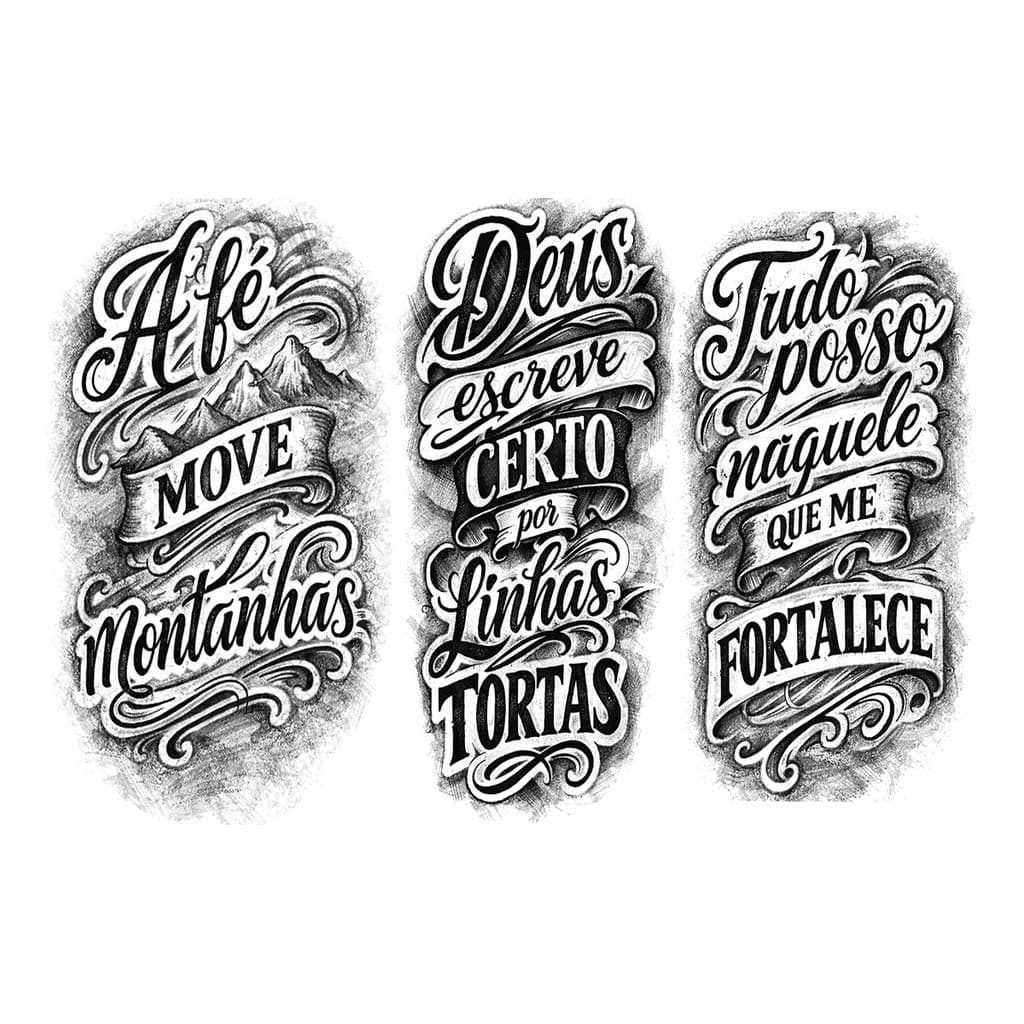 3 Tatuagem Temporária Falsa - Frases Evangélicas