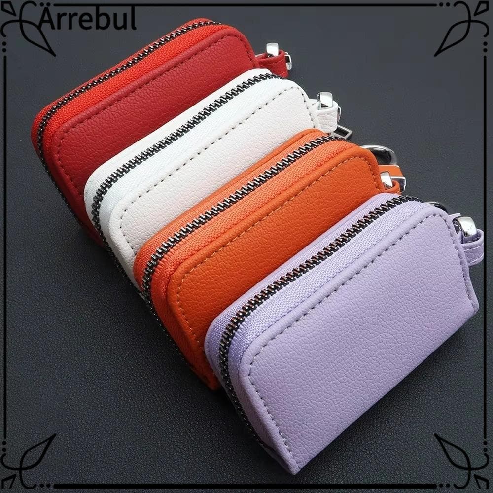 Bolsa Porta-Chaves ARREBUL , Chave De Couro PU Com Fecho De Zíper , Chaveiro De Carteira Design Compacto Pendurado Na Ci