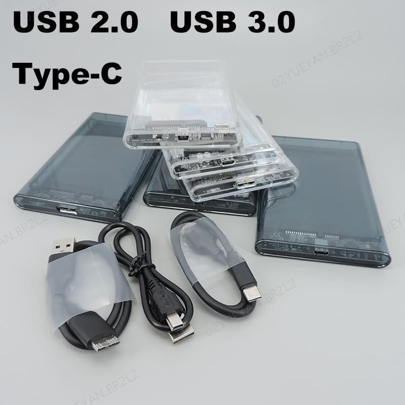 Caso hd Externo 2.5 SATA Para USB 3.0 5Gbps Transparente Portátil Disco Rígido Gabinete hdd PC SSD Caixa BR2L2
