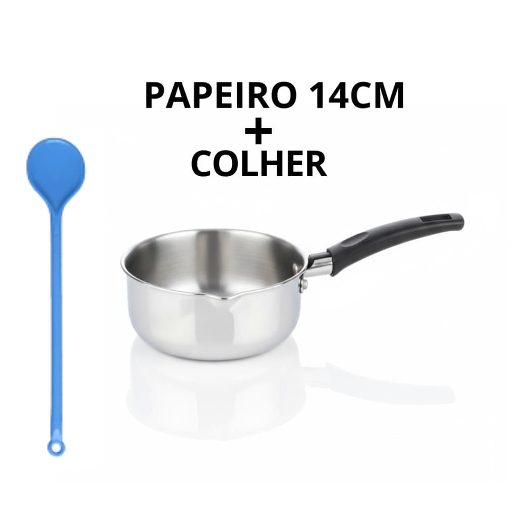Panela Papeiro de Aluminio Para Papinha Purê Mingau Comida N14 Mais 1 Colher