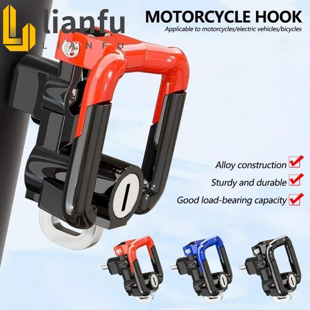 LIANFU Gancho Para Capacete De Motocicleta , Suporte Duplo Com Trava De Segurança , Duas Chaves , De Liga De Alumínio Mo