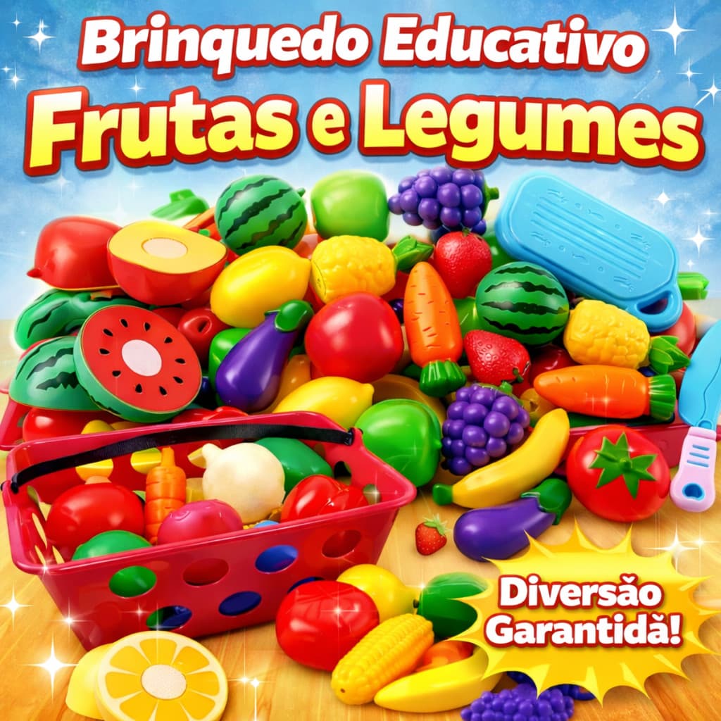 Kit De Frutas De Brinquedo Com Tábua De Cortar 25 Peças