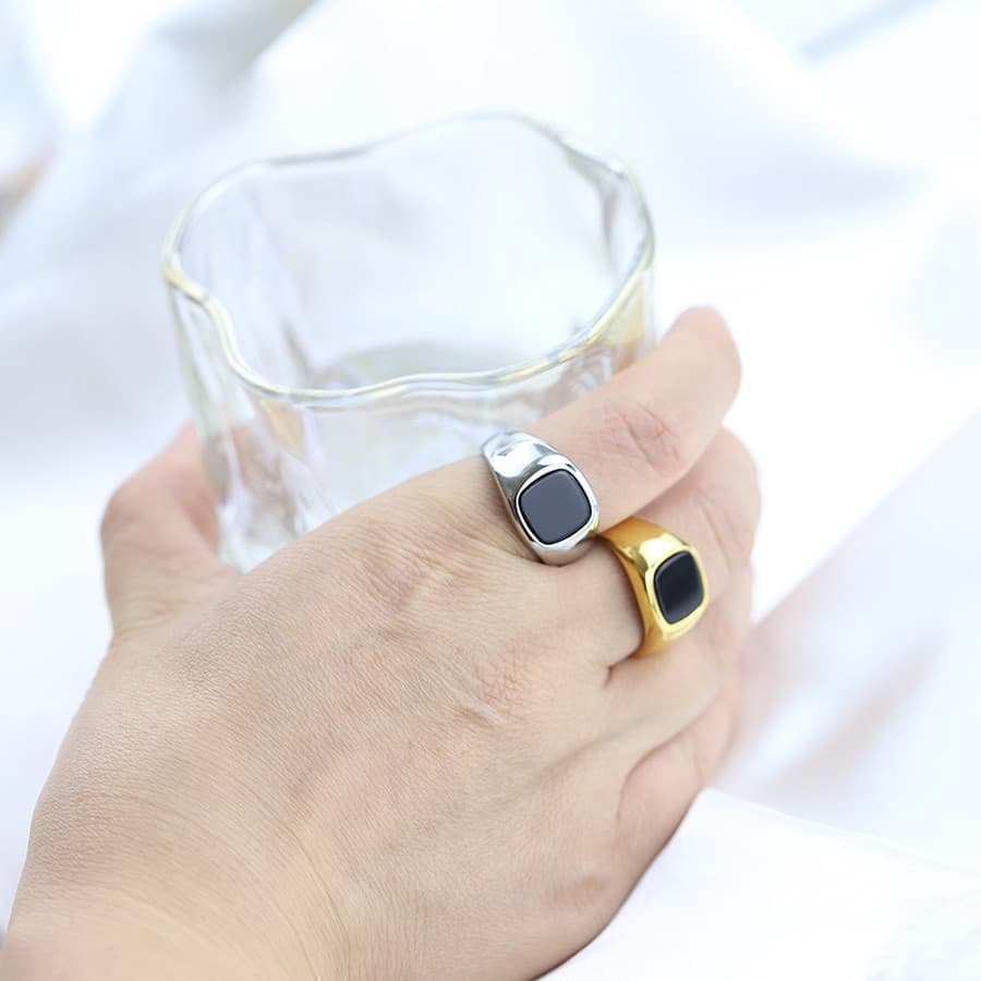 Anel De Aço Inoxidável  Estilo Simples 3 Cores 