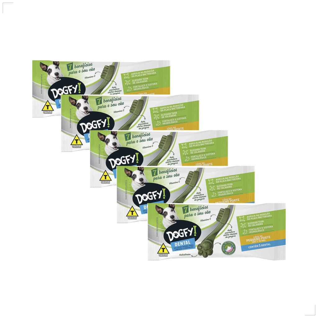 Kit 5 Dogfy Dental Cães Pequenos Limpa Dentes Tártaro Bucal Original