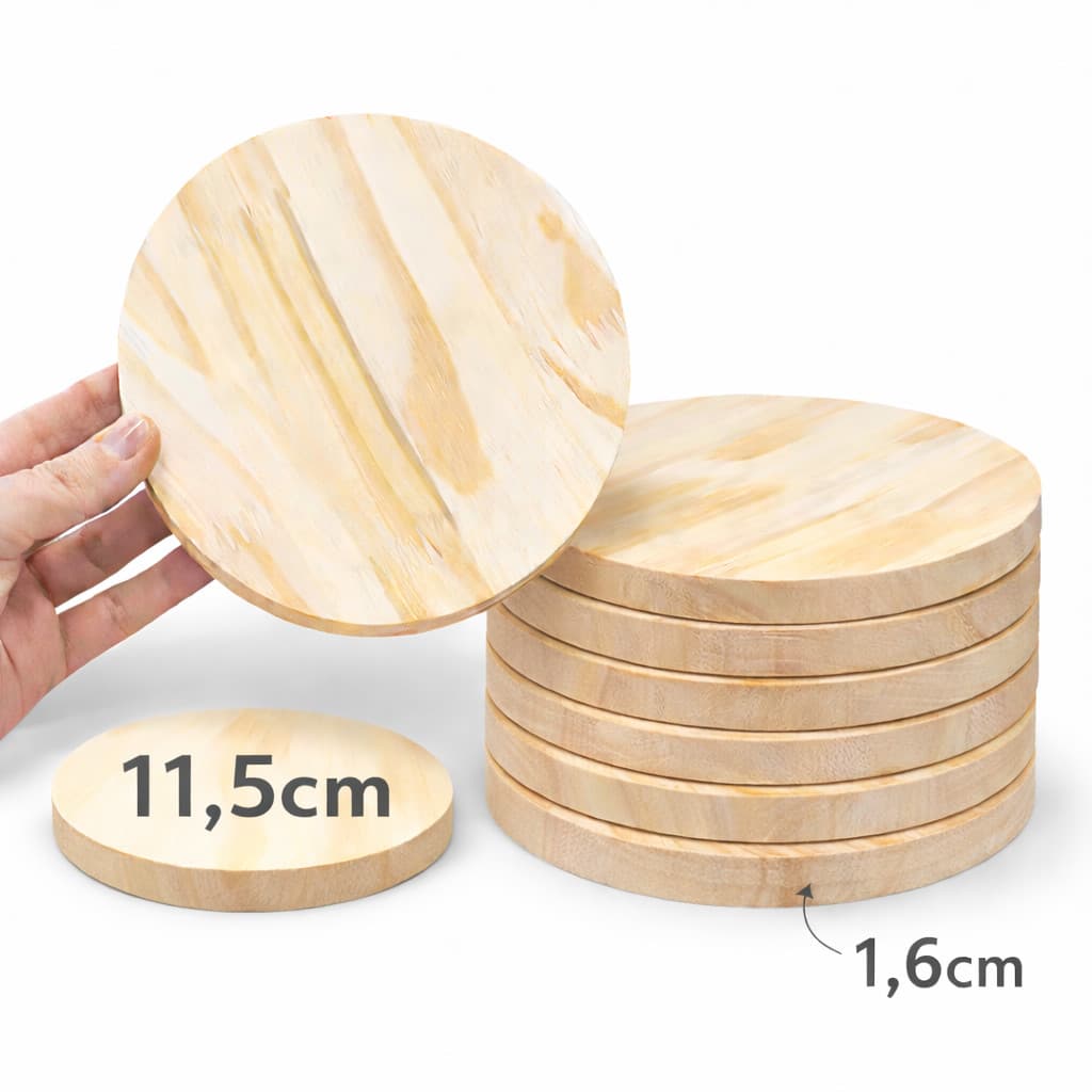 Kit 10 Placa Redonda Bolacha Madeira Pinus Base Artesanato
