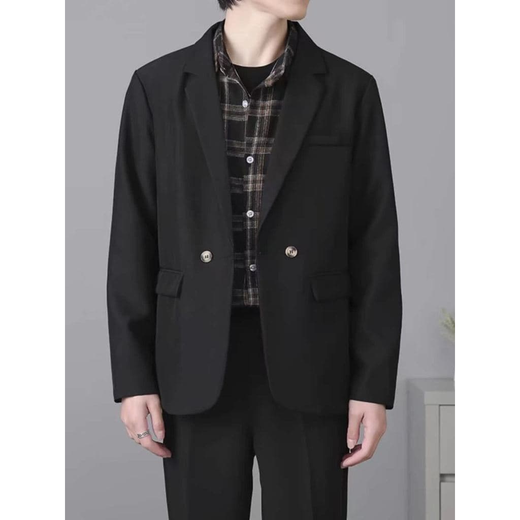 Primavera outono casual terno masculino versão coreana na moda solto Drape High-End jaqueta luz estilo maduro Puffian bo