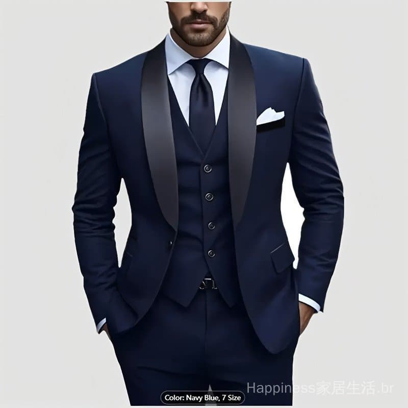 Conjunto de Terno Casual Masculino 2026 para Negócios, Traje de Noivo para Casamento, Terno Profissional Slim Fit de Trê