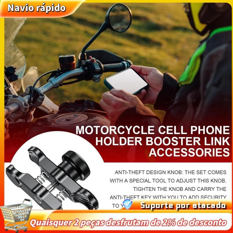 Braço De Soquete Duplo Anti-Roubo Para Cabeça Esférica De 25MM , Suporte De Telefone Motocicleta E Bicicleta Montagem Em