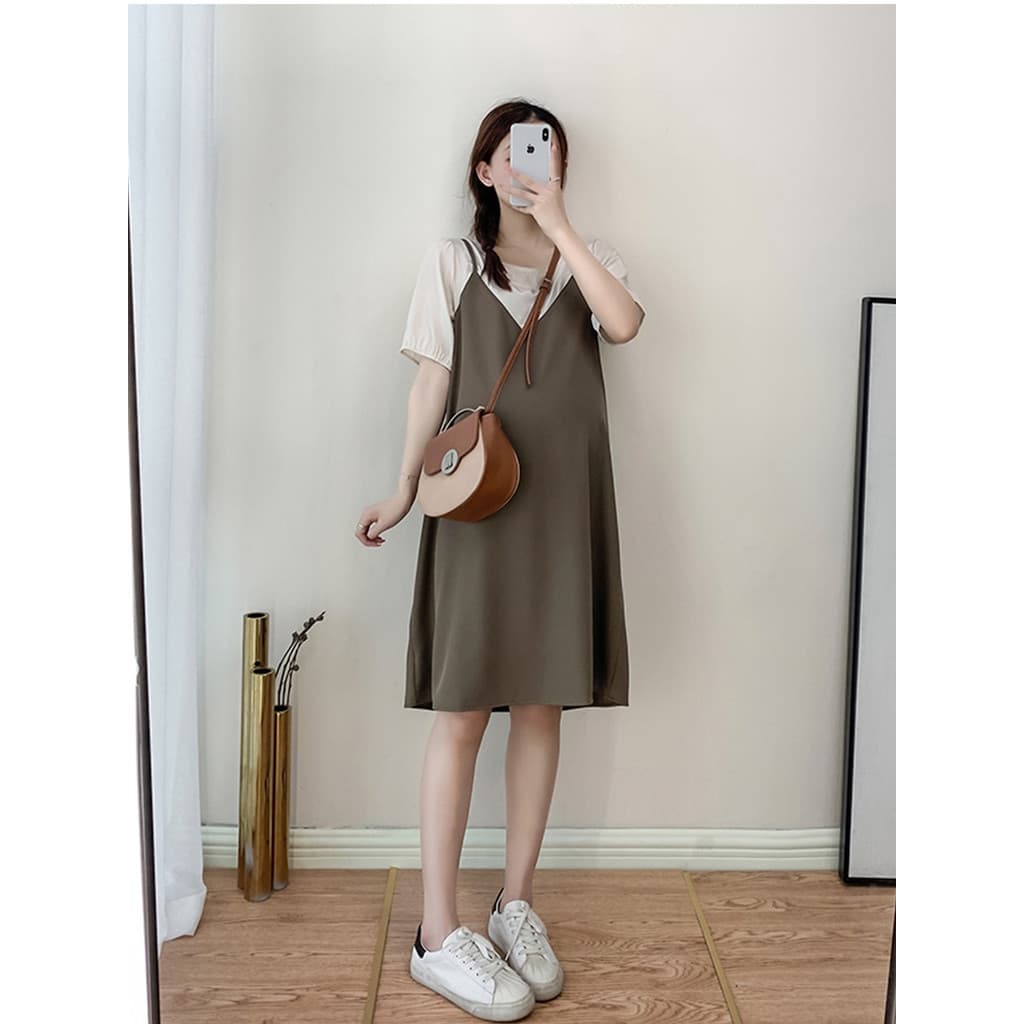 Roupa de maternidade verão gravidez camiseta na moda mãe picante Chiffon comprimento médio versão coreana nova saia fals