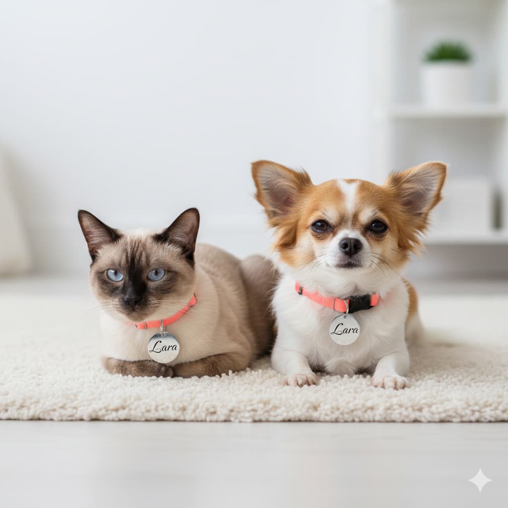 Coleira Elástica Com Fecho Para Gatos E Cães Mini+Plaqueta Identificação Aço Inox Personalizada Nome E Telefone Gravado