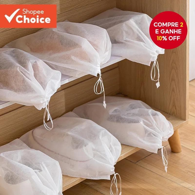 50 Sacos De Sapato Não Tecidos Dos Pces , Saco De Armazenamento À Prova De Poeira Do Curso Para O Projeto Branco Da Port