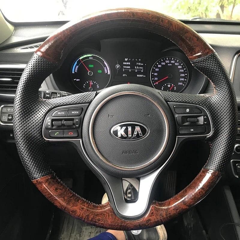 Trança Vermelha Antiderrapante Couro Genuíno Estilo Microfibra Capa De Volante Para Kia Sportage 4 KX5 K5 2015 2016 Aces
