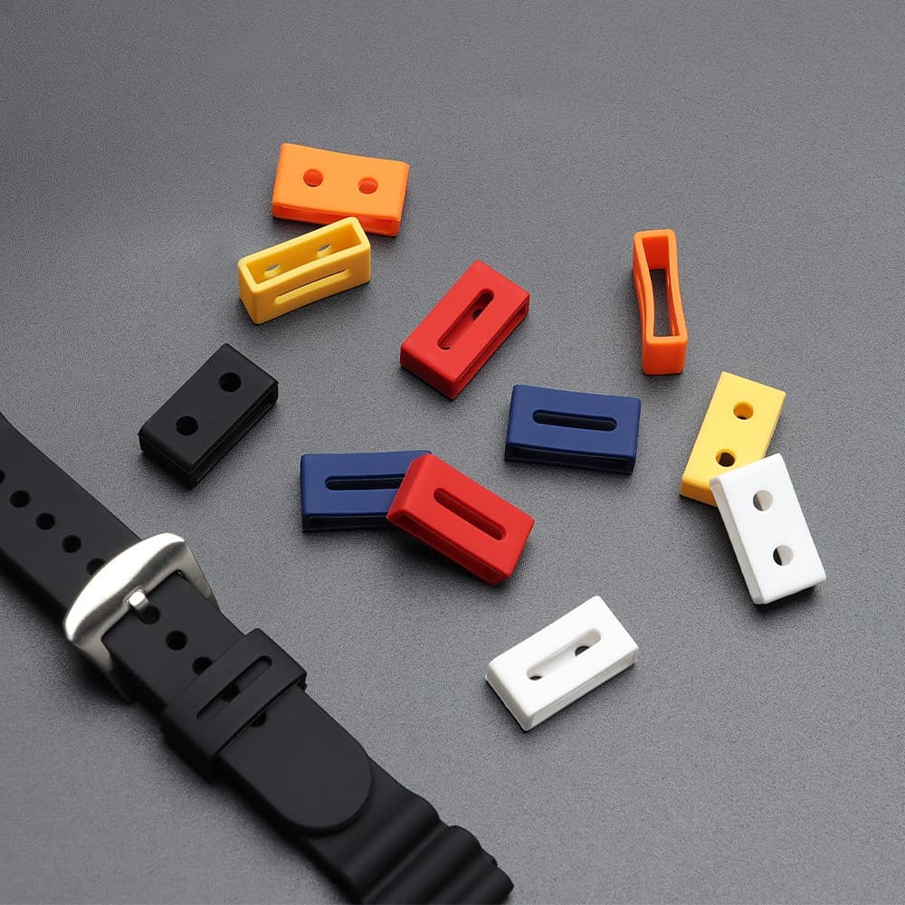 2 Pçs Silicone Macio Pulseira De Relógio Fivela Anel De Borracha Colorida Keeper Loop Segurança Substituição Acessórios 