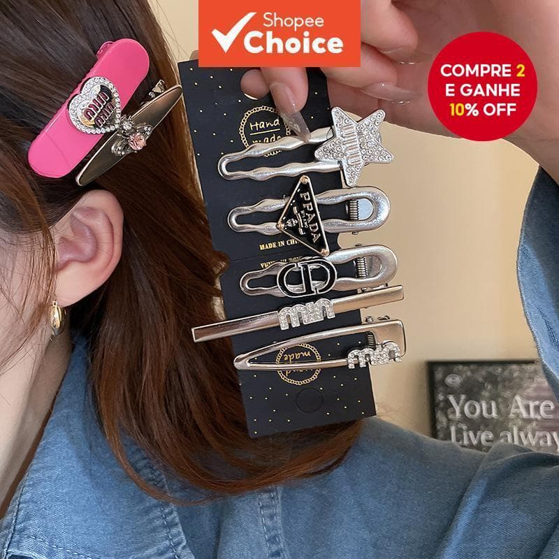 Grampos De Cabelo Estrela Coreana , Alfinetes De Bico De Pato Com Letras De 5 Pontos Para Mulheres , Clipes Laterais Doc