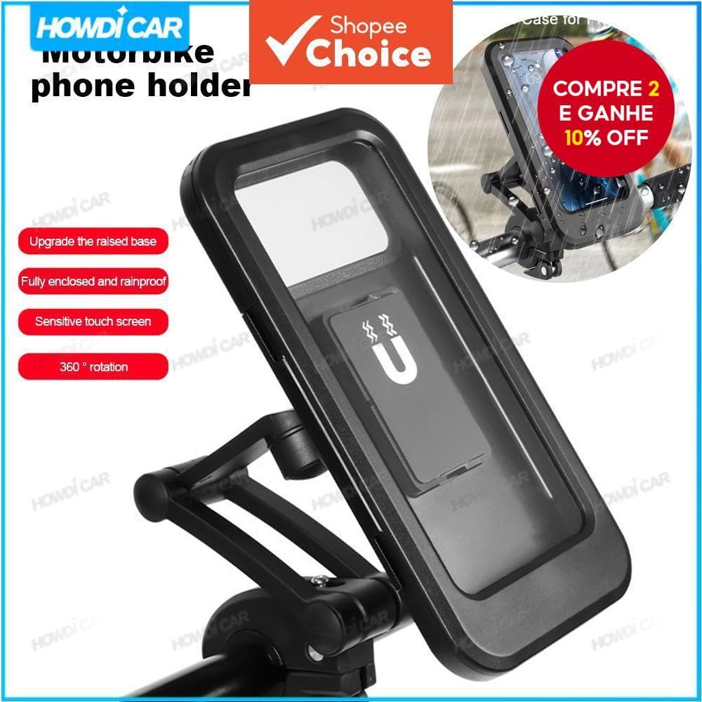  Suporte Magnético Impermeável para Celular em Motocicletas - Montagem Giratória 360° para Bicicletas e Scooters