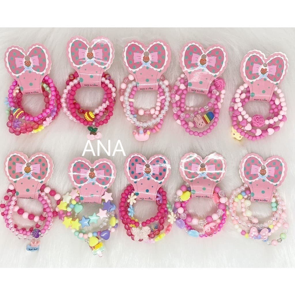 Kit 4 pulseiras lindas infantis de miçanga