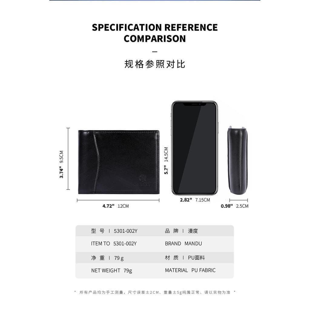 [YJQ] Carteira multifuncional à prova de óleo MANDU masculina de alta qualidade RFID carteira multicartão de grande capa
