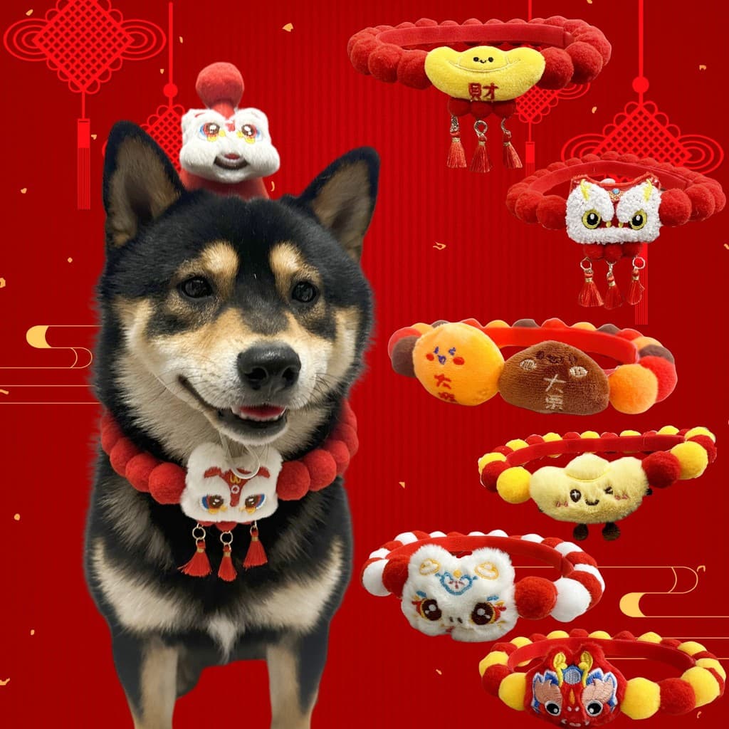 Novo estilo de natal vestir-se animal de estimação chapéu de natal feriado colorido pele bola colar decoração do cão bon