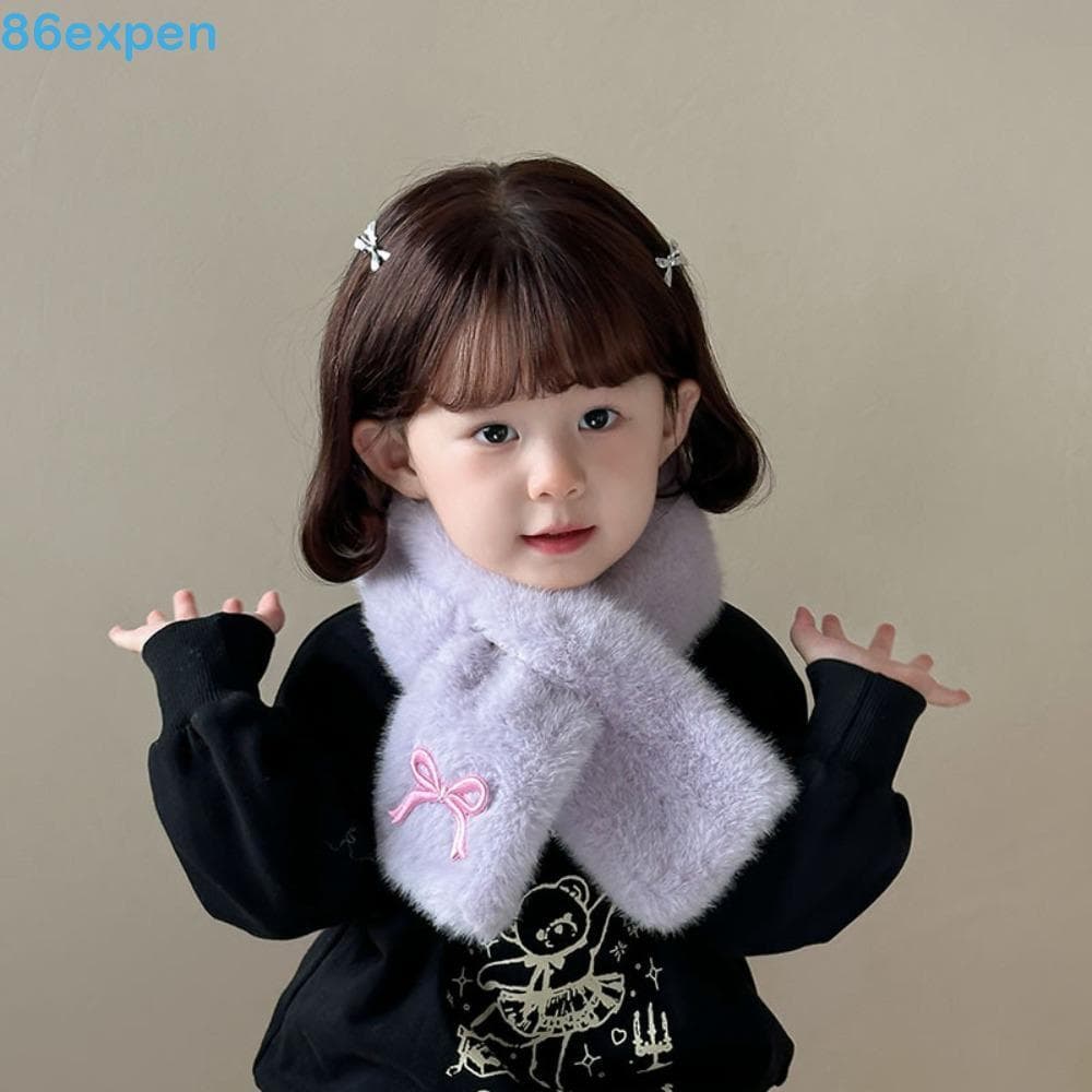 EXPEN1 Lenço Com Laço , Casual Anti-Frio De Cor Sólida De Pelúcia Infantil Estilo Coreano Quente À Prova De Vento