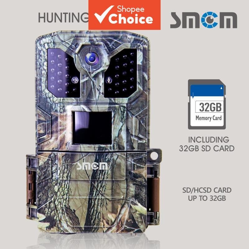  Câmera de Caça ao Ar Livre 1080P HD IP66 À Prova D'Água Visão Noturna com 32GB