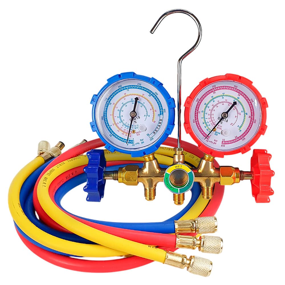 Manifold R410 R32 R134A R22 Com Visor + Mangueiras R410a - 90cm