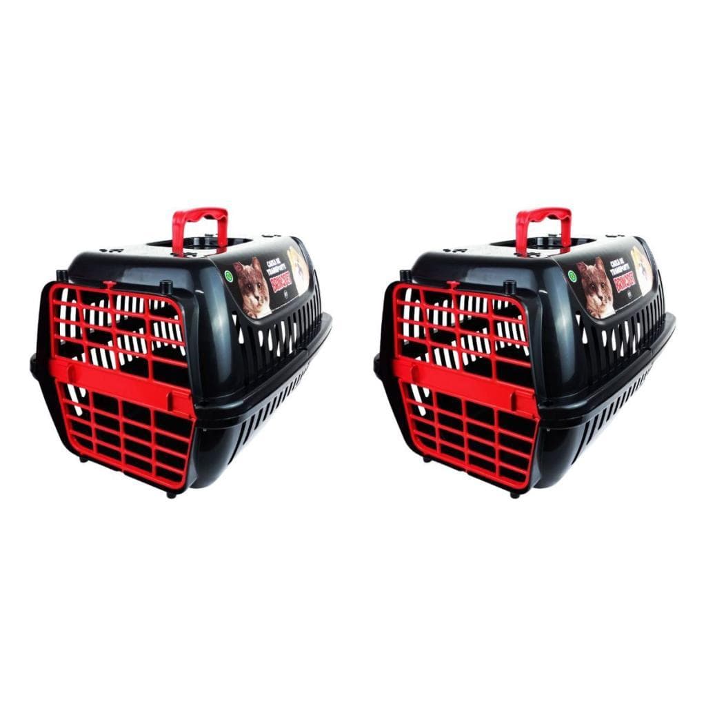 Kit 2 Caixa de Transporte Brinqpet N3 Premium Preto e Vermelho