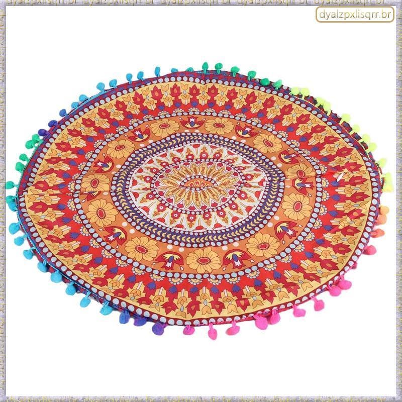 [Fsp] Capa De Almofadas Boêmias Redondas Com Piso De Mandala Indiana 13