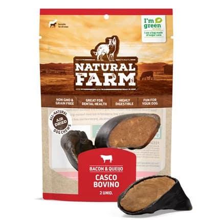 Casco Recheado  Natural Farm - Casco Bovino Com Recheio Sabor Bacon e Queijo com 2 Unidades para Cães