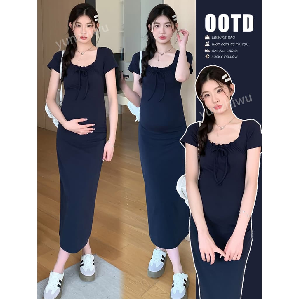 Roupa de maternidade vestido de verão 2026 novo estilo vestido verão temperamento High-End na moda mãe gravidez roupa fr