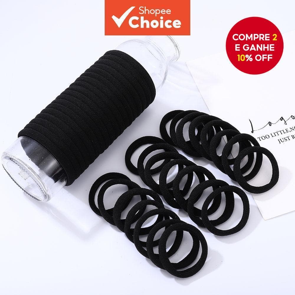 Novo 100 Peças Elástico De Cabelo Preto Para Mulheres Meninas Rabo De Cavalo/Acessórios
