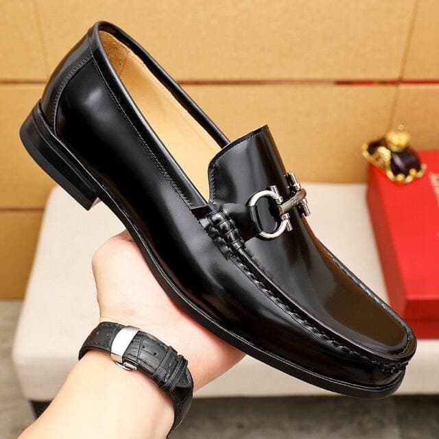 Mocassins masculinos artesanais de couro genuíno com fivela de ferradura, sapatos casuais formais de luxo francês de alt